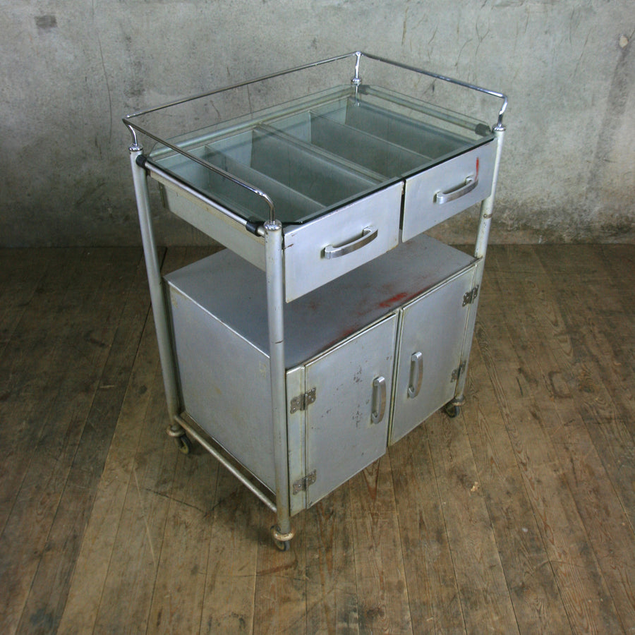 Vintage Industrial Medical Trolley / Bathroom Cabinet / Drinks Bar Cart