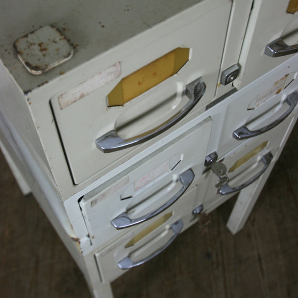 Vintage Industrial French Medical Index Cabinet