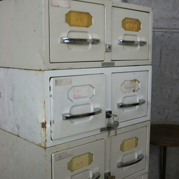 Vintage Industrial French Medical Index Cabinet