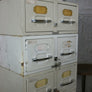 Vintage Industrial French Medical Index Cabinet