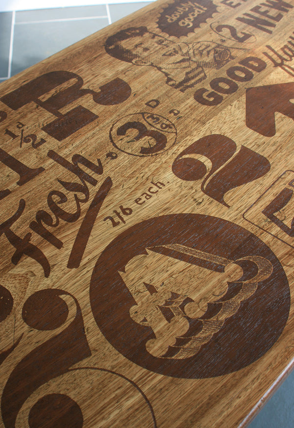 *LIMITED EDITION* 'The Harnall – Taste Delight' Foodie inspired Iroko Coffee Table
