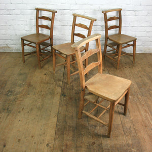 4 Vintage Rustic School Church Chapel Chairs