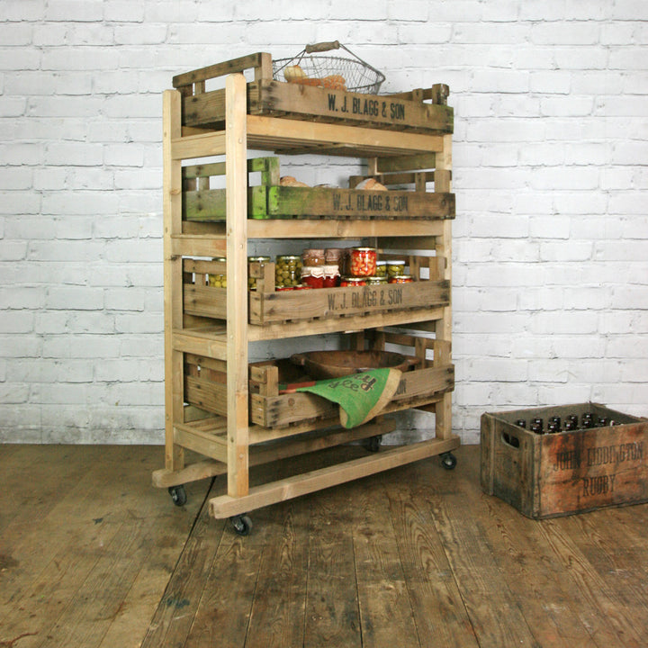 Rustic Shoe Trolley Shelving - Retail Shop Display