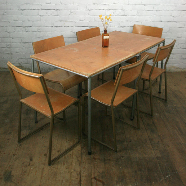 6 Vintage Industrial School Stacking Chairs