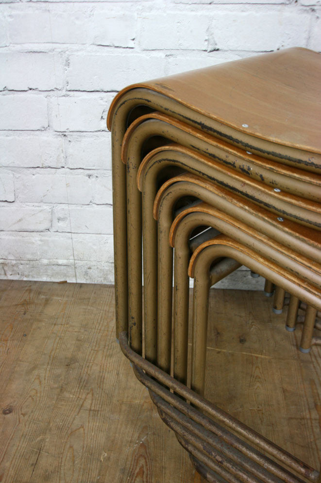 6 Vintage Industrial School Stacking Chairs