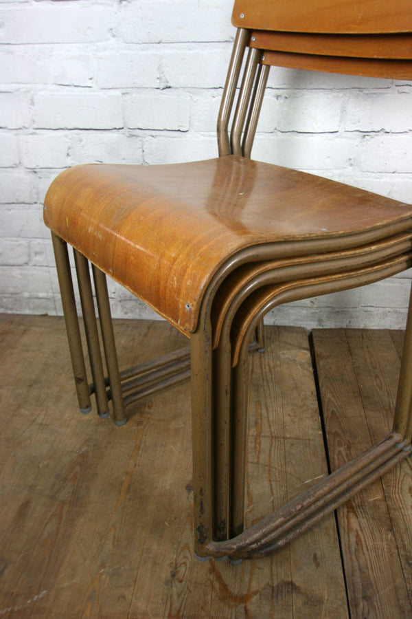 6 Vintage Industrial School Stacking Chairs