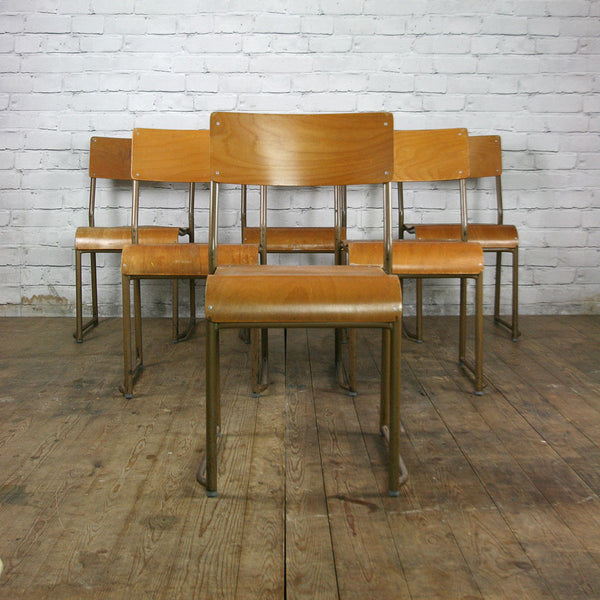 6 Vintage Industrial School Stacking Chairs