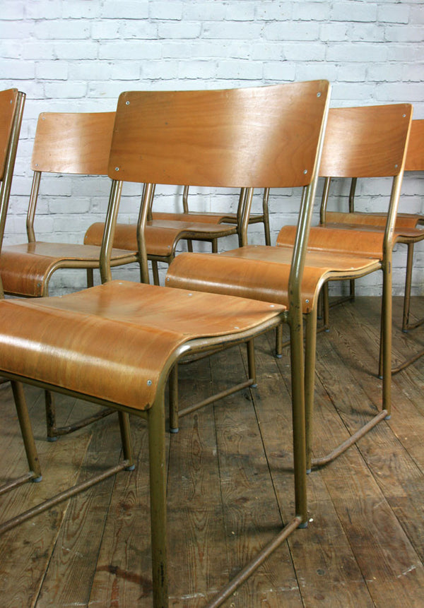 6 Vintage Industrial School Stacking Chairs