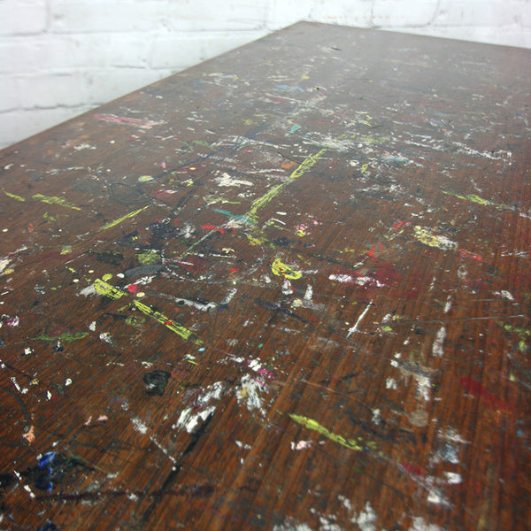 Vintage Industrial Reclaimed Iroko School Desk #2