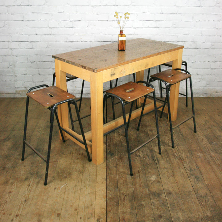 Vintage Industrial Iroko School Laboratory Table