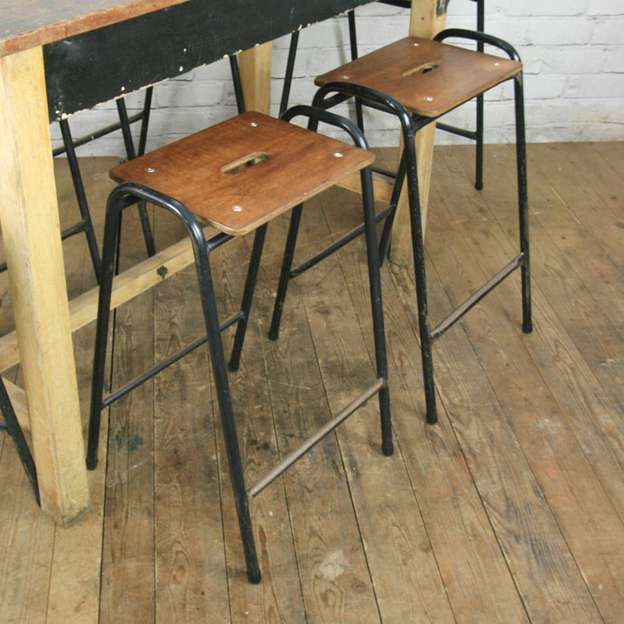 Copy of A Set of Thirty (30) Reclaimed School Lab Stacking Stools