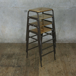 X4 Vintage School Laboratory Stacking Stools (set of four)