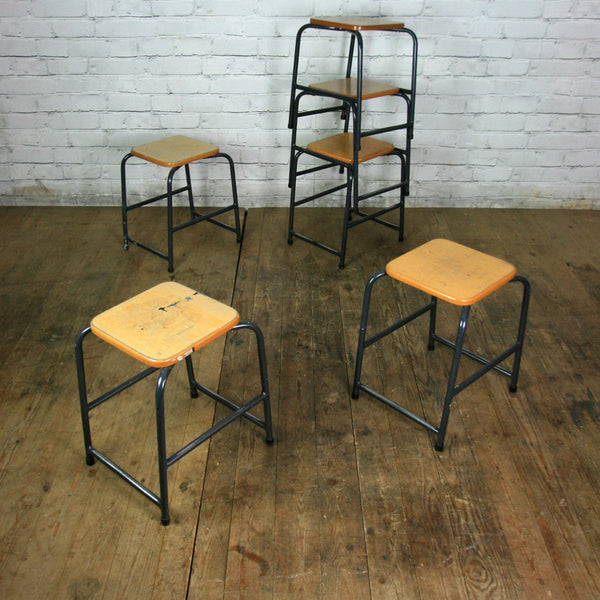 Low Beech Vintage Stacking Stools with grey bases x 1 (18 available)