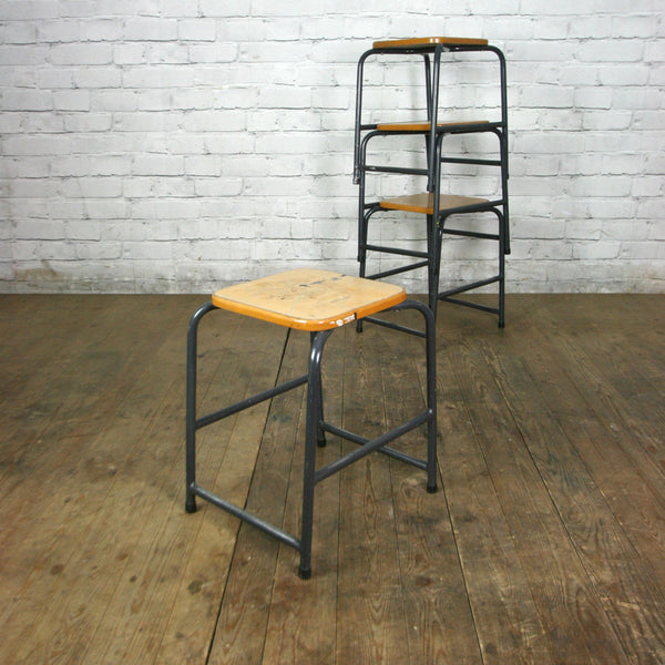 Low Beech Vintage Stacking Stools with grey bases x 1 (18 available)
