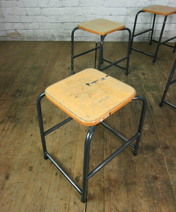 Low Beech Vintage Stacking Stools with grey bases x 1 (18 available)