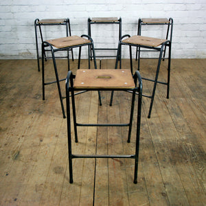Copy of A Set of Thirty (30) Reclaimed School Lab Stacking Stools