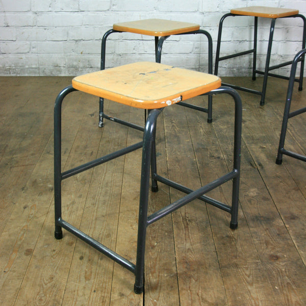 Low Beech Vintage Stacking Stools with grey bases x 1 (18 available)