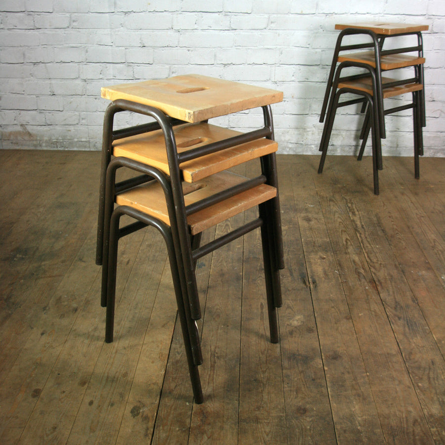 Low Beech Vintage Stacking Stools with dark brown bases x 1 (4 available)