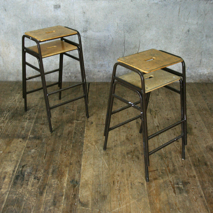 X4 Vintage School Laboratory Stacking Stools (set of four)