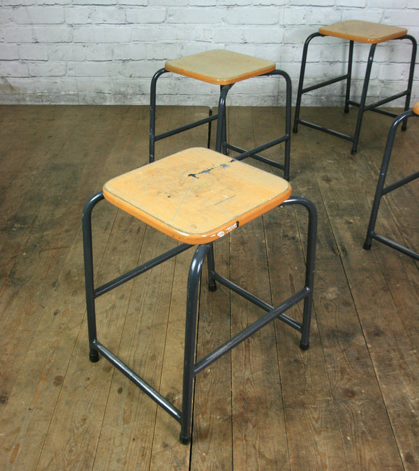 Low Beech Vintage Stacking Stools with grey bases x 1 (18 available)