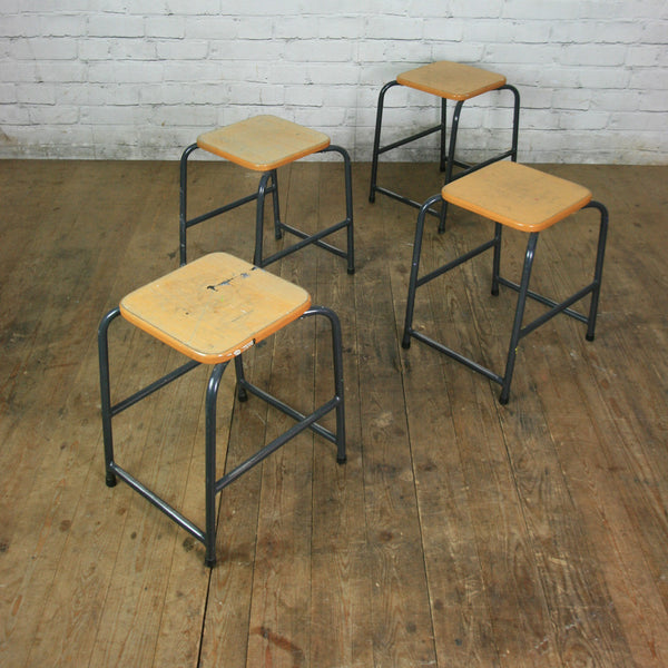 Low Beech Vintage Stacking Stools with grey bases x 1 (18 available)