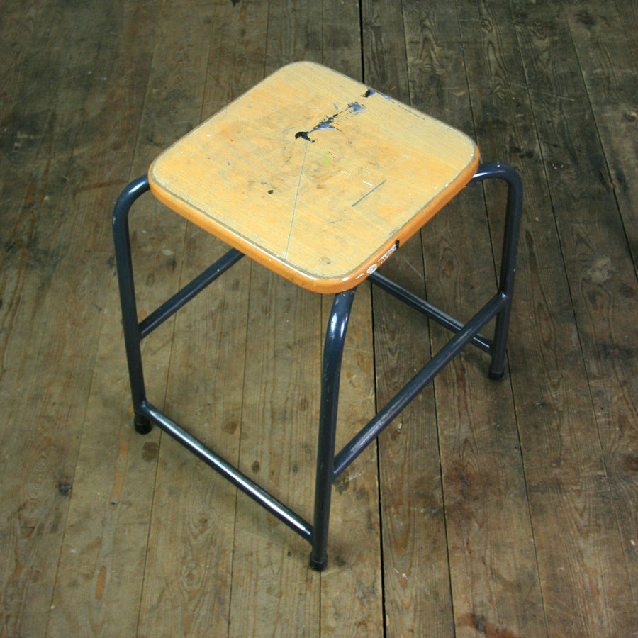 Low Beech Vintage Stacking Stools with grey bases x 1 (18 available)