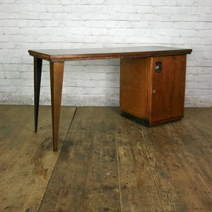 Vintage Industrial Reclaimed Iroko School Desk