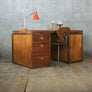 Double Sided Vintage Industrial Teak Partners Desk