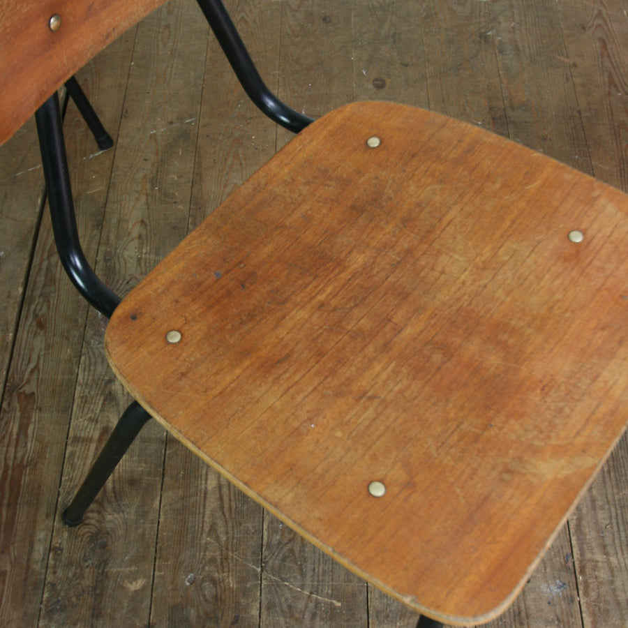 6 Vintage French Industrial School Stacking Chairs