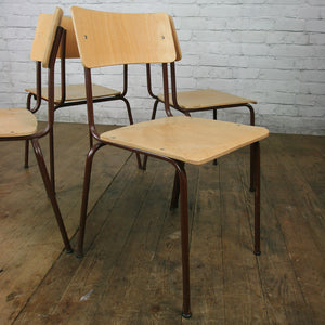 A Set of Eight (8) Vintage Industrial School Stacking Chairs