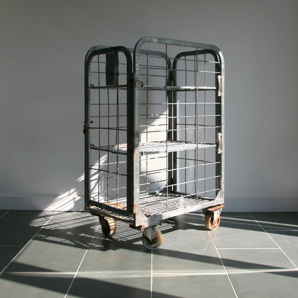 Vintage Industrial Steel Cage Trolley - Shop/Retail Display