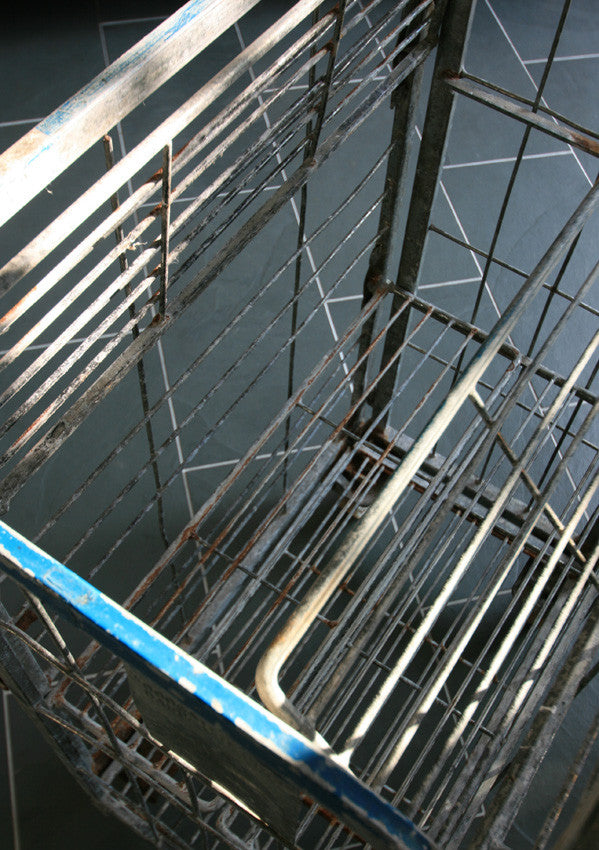 Vintage Industrial Steel Cage Trolley - Shop/Retail Display