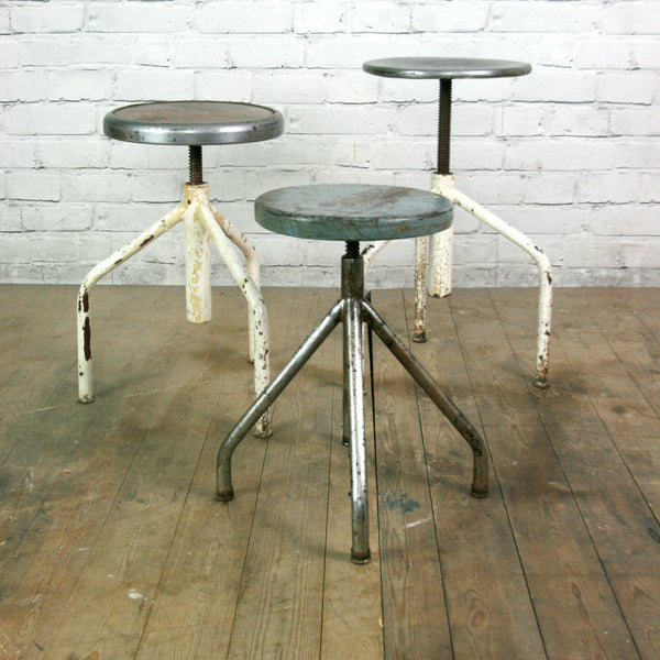 X3 Vintage Industrial Steel Medical Stools