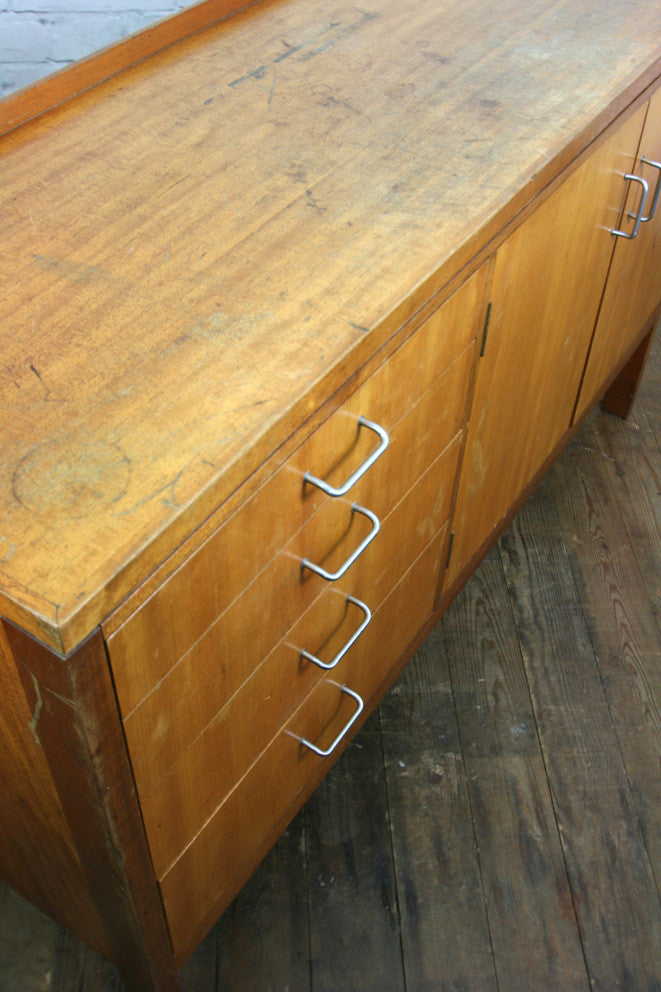 Vintage Teak School Laboratory Cabinet/Sideboard