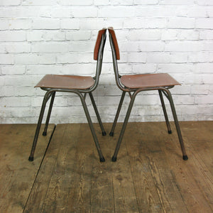 6 Vintage Industrial Teak School Stacking Chairs