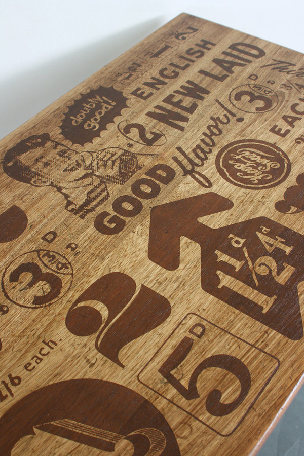 *LIMITED EDITION* The Hairpin 'Taste Delight' - Foodie inspired Iroko Desk / Table