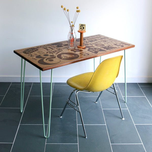 *LIMITED EDITION* The Hairpin 'Taste Delight' - Foodie inspired Iroko Desk / Table