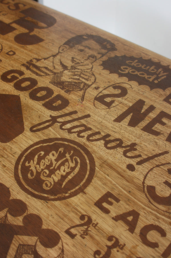 *LIMITED EDITION* The Hairpin 'Taste Delight' - Foodie inspired Iroko Desk / Table