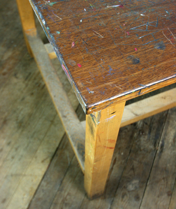 Large Vintage Iroko School Art Laboratory Table x 1 (6 available)