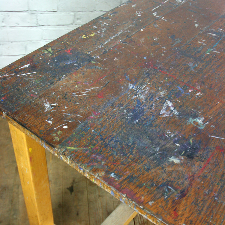 Large Vintage Iroko School Art Laboratory Table x 1 (6 available)