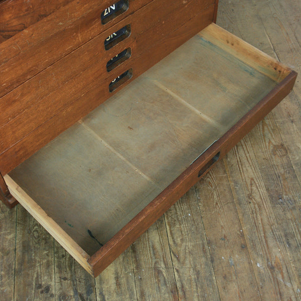 Vintage Industrial Iroko School Plan Chest