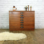 Vintage Industrial Iroko School Plan Chest
