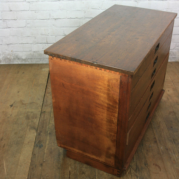 Vintage Industrial Iroko School Plan Chest