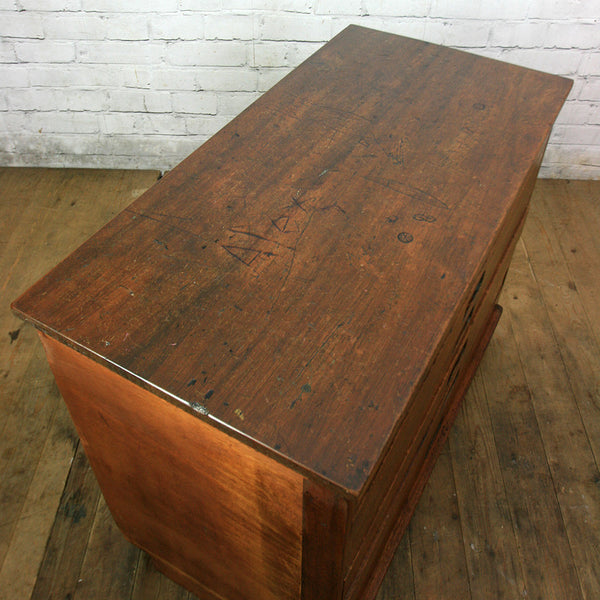 Vintage Industrial Iroko School Plan Chest