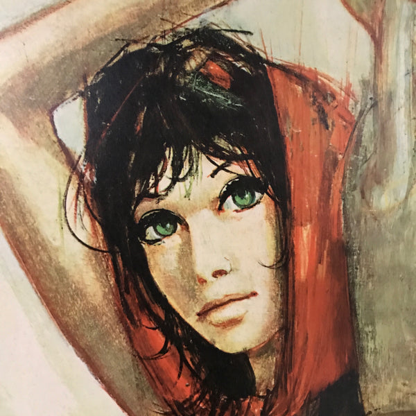 J.Valadie The Scarlet Scarf Mid Century Framed Print Art