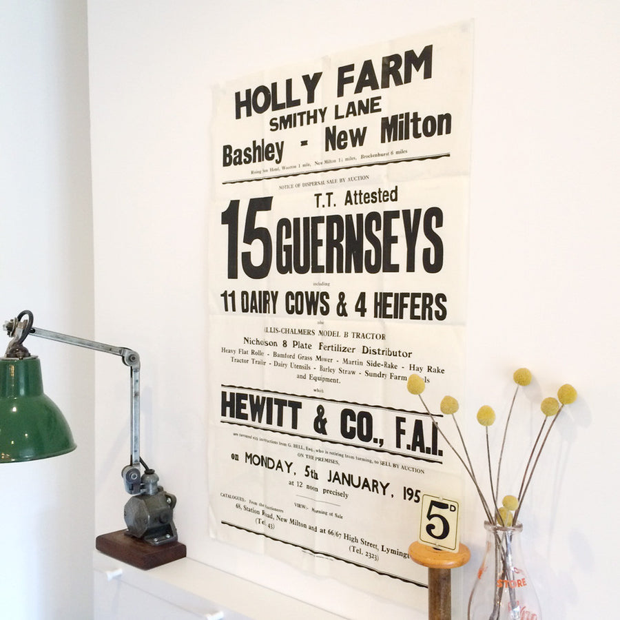 Vintage Letterpress Typographic Farm Auction Poster