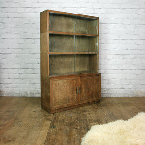 Vintage Limed Oak Sectional Bookcase / Shop Display Cabinet