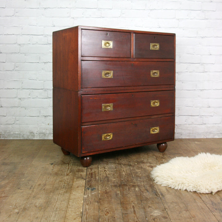 Antique Victorian Mahogany Military Campaign Chest