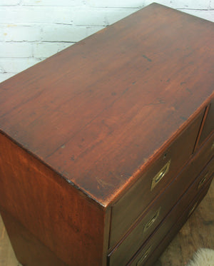 Antique Victorian Mahogany Military Campaign Chest