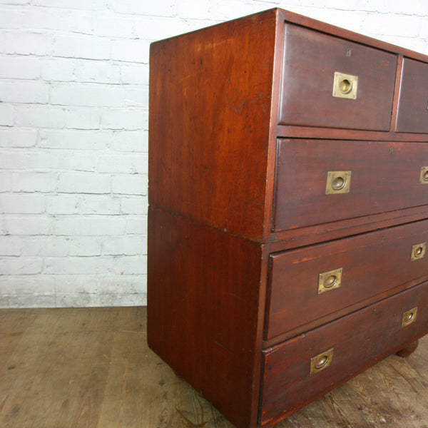 Antique Victorian Mahogany Military Campaign Chest